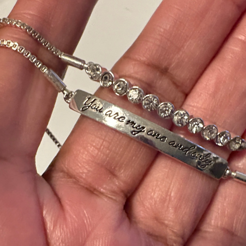 Walt Disney Silver Bracelet With Engraved Message; You Are My One And Only